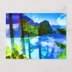 Carte postale Océan Abstrait et Montagnes
