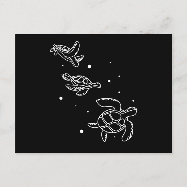 Carte Postale Ocean Animals Cute Swimming Turtles (Devant)