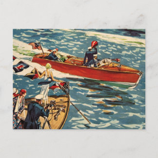 Carte Postale Océan antique vintage de rangée de bateau de