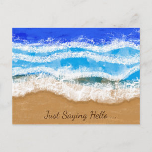 Carte Postale Ocean Art, Vagues en mousse blanche sur une plage 