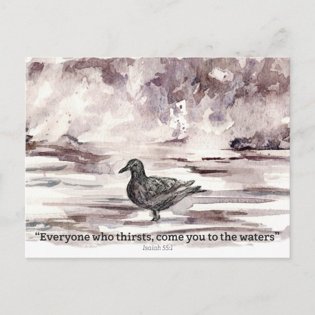 Carte Postale Ocean Bird Scripture Isaiah 55 1 Prayer Card  (Devant)