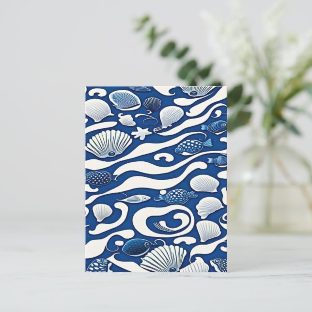 Carte Postale Océan bleu marine (Debout devant)