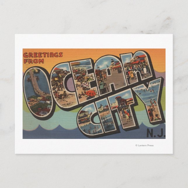 Carte Postale Ocean City, New Jersey - Scènes de grandes lettres (Devant)