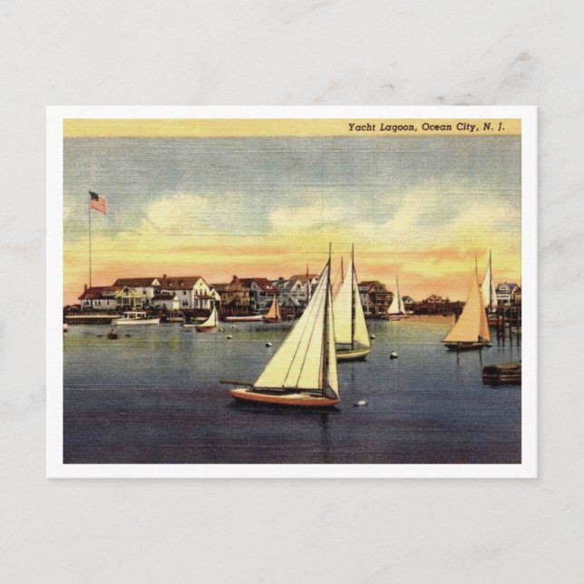 Carte Postale Ocean City NJ Yacht Lagoon 1950 (Devant)