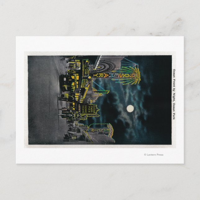 Carte Postale Ocean Front à la nuit, Ocean Park (Devant)