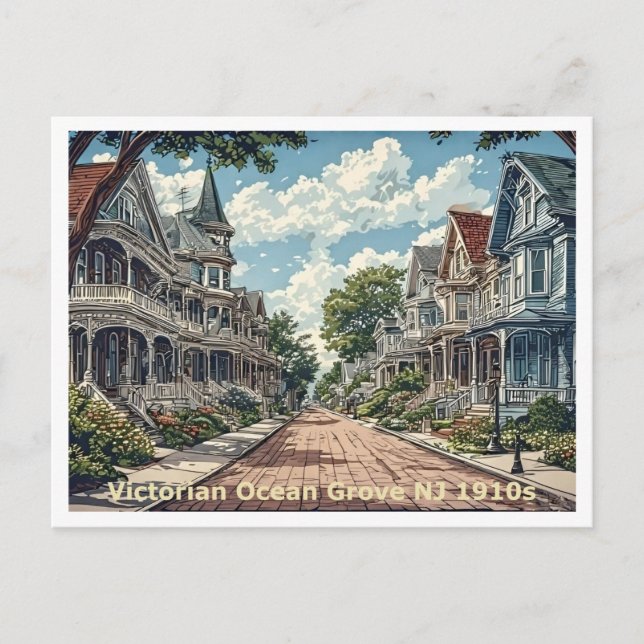 Carte Postale Ocean Grove NJ, Victorian Homes, 1910 View (Devant)