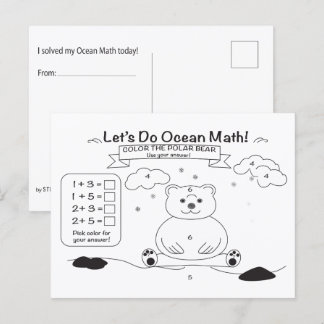 Carte Postale Ocean Math Coloring Postcard
