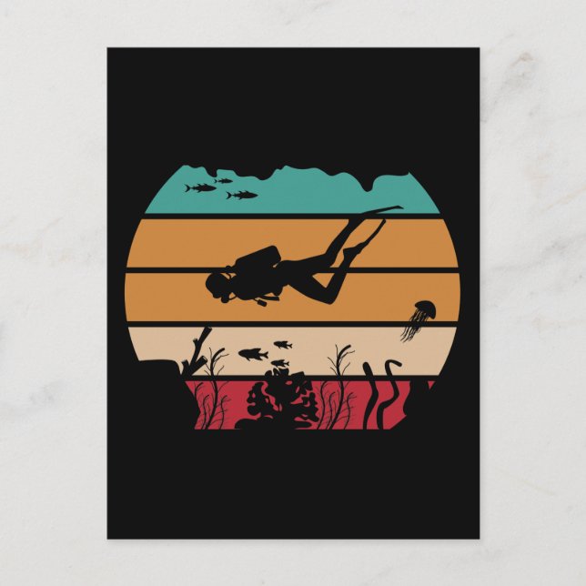 Carte Postale Ocean Scuba Diving Retro Diver (Devant)
