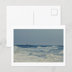 Carte Postale Ocean Sea Waves Stormy Weather Pier