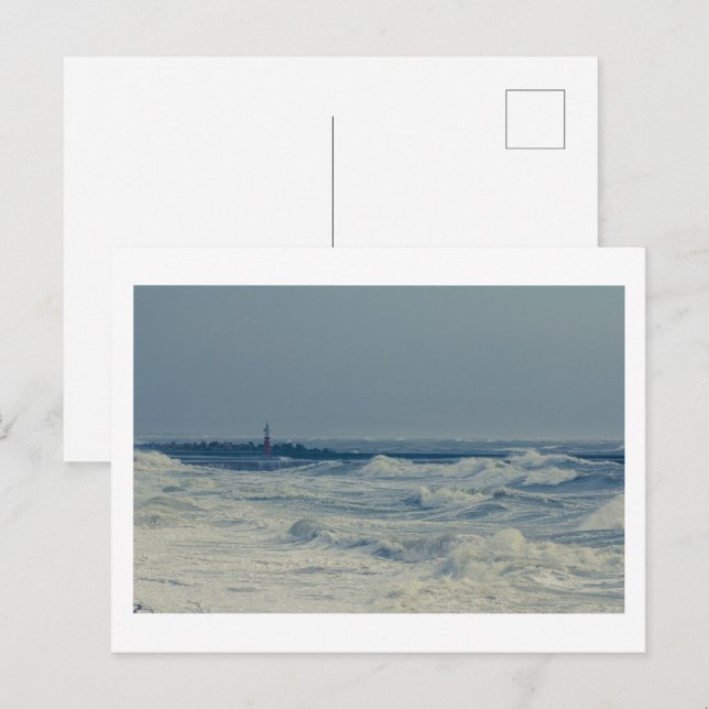 Carte Postale Ocean Sea Waves Stormy Weather Pier (Devant / Derrière)