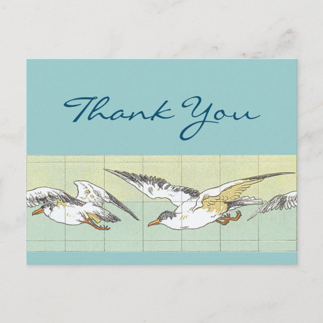 Carte Postale Ocean Seagull Tile Art Editable Merci (Devant)
