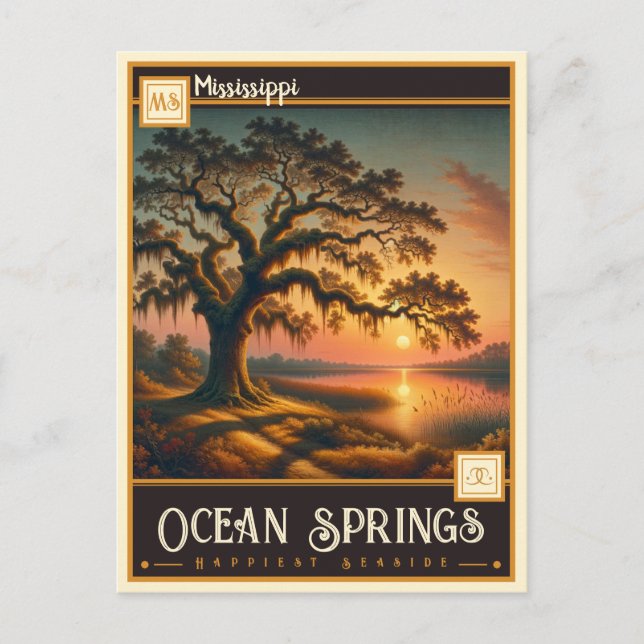 Carte Postale Ocean Springs, Mississippi | VINTAGE (Devant)