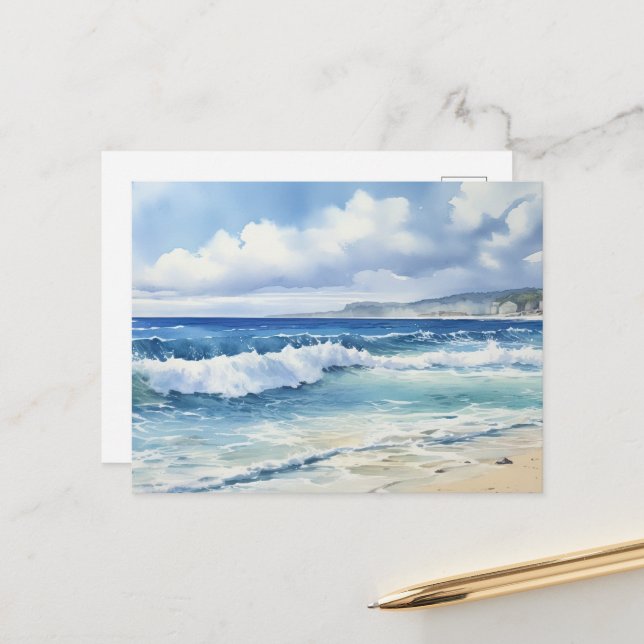 Carte Postale Ocean Waves Beach House (Devant/Arrière en situation)