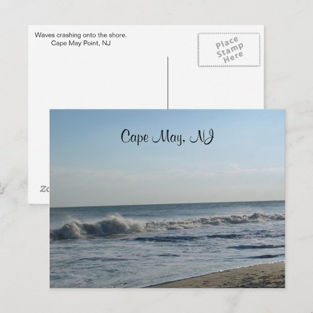 Carte Postale Ocean Waves, Cape May, NJ (Devant / Derrière)