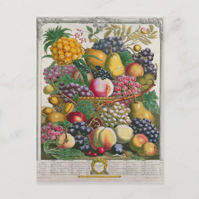 Carte Postale Octobre, à partir de "Douze mois de fruits" (Devant)
