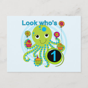 Carte Postale Octopus 1er Anniversaire T-shirts et cadeaux