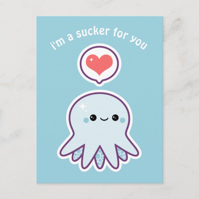 Carte Postale Octopus bleu (Devant)