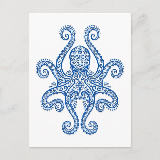 Carte Postale Octopus bleu complexe (Devant)