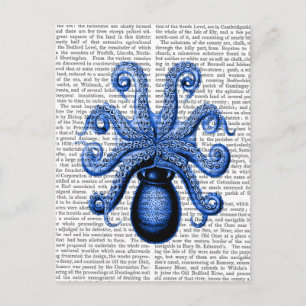 Carte Postale Octopus bleu vintage 1 sous