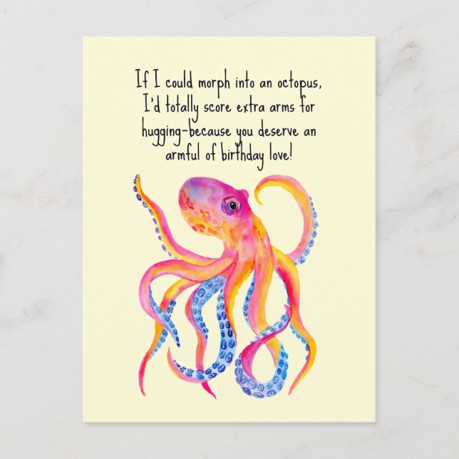 Carte Postale Octopus Bras Supplémentaires Pour Accrocher Whimsy (Devant)