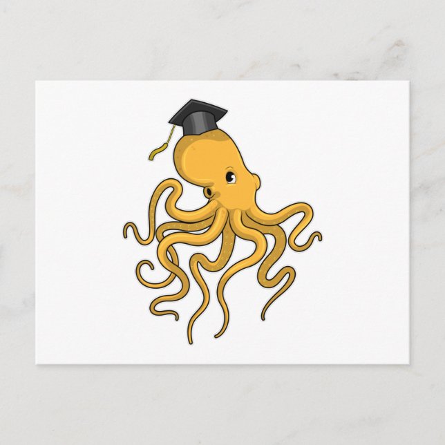 Carte Postale Octopus comme étudiant avec diplôme (Devant)