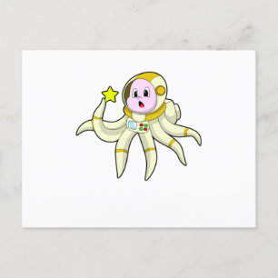 Carte Postale Octopus comme plongeur avec étoile
