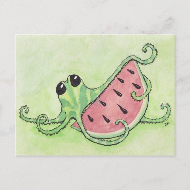 Carte Postale Octopus et pastèque (Devant)