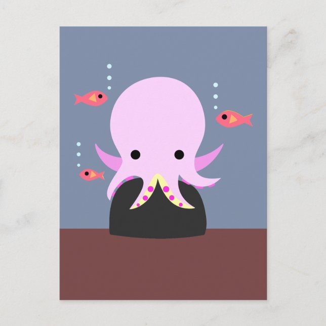 Carte postale octopus rose (Devant)