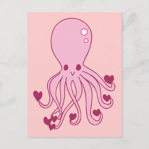 Carte Postale Octopus rose