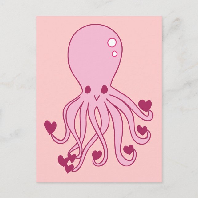 Carte Postale Octopus rose (Devant)