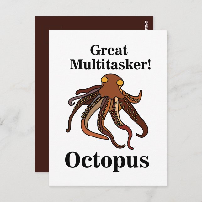 Carte Postale Octopus Tentacles Multitasker Funny (Devant / Derrière)