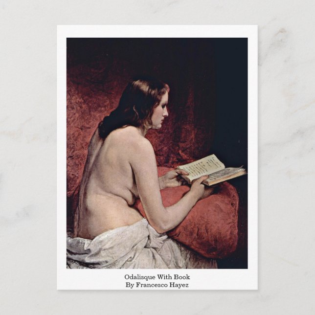 Carte Postale Odalisque Avec Livre De Francesco Hayez (Devant)