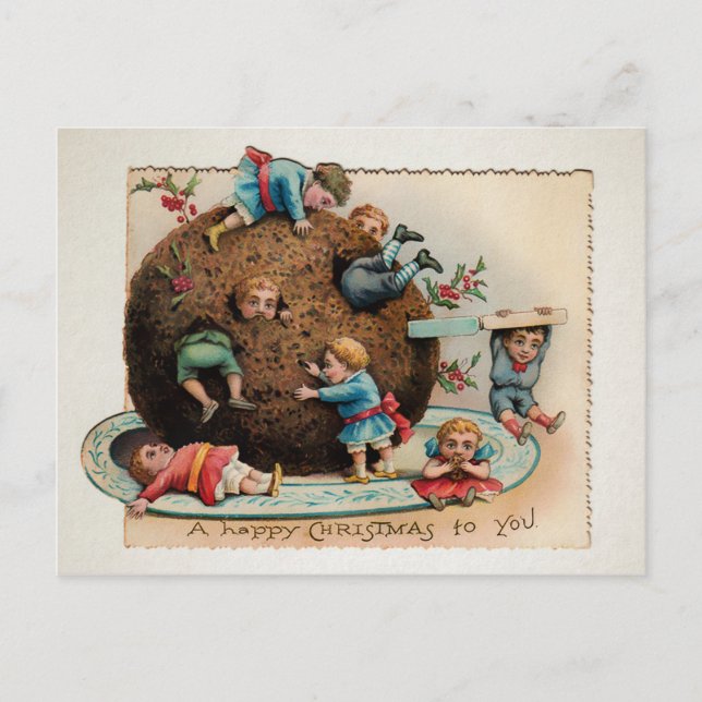 Carte Postale Odd Enfants victoriens en Pudding Noël (Devant)