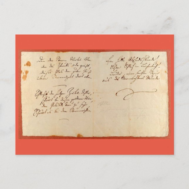 Carte Postale Ode to Joy (Schiller - Manuscrit autographié) (Devant)