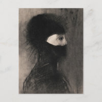 Odilon Redon. Armure. Face de femme sombre. Symbol