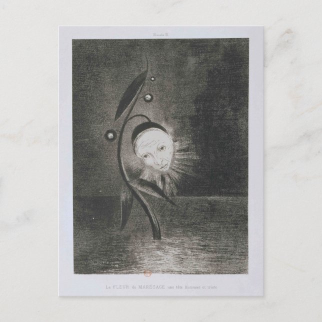 Carte Postale Odilon Redon - Fleur du marais, un homme à tête (Devant)