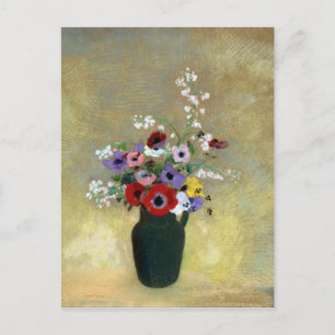 Carte Postale Odilon Redon Grand Vase Vert avec Fleurs Mixtes