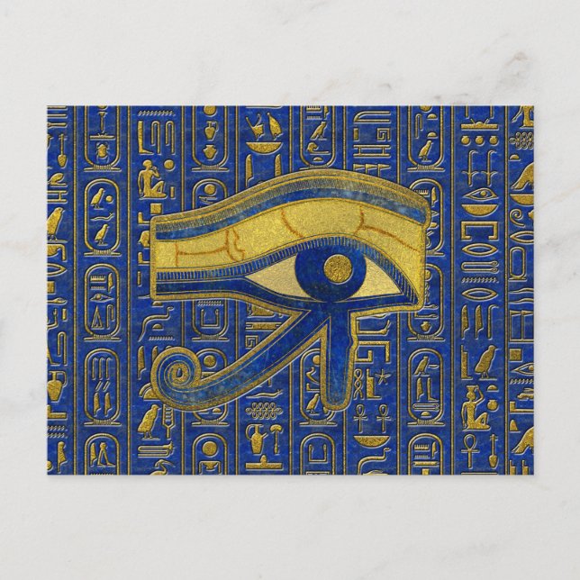 Carte Postale OEil d'or égyptien de Horus - Wadjet Lapis Lazuli (Devant)