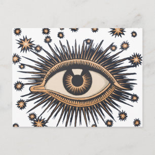 Carte Postale Oeil étoile Lune Celeste Nouveau