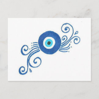 Carte Postale oeil mal bleu arrondi