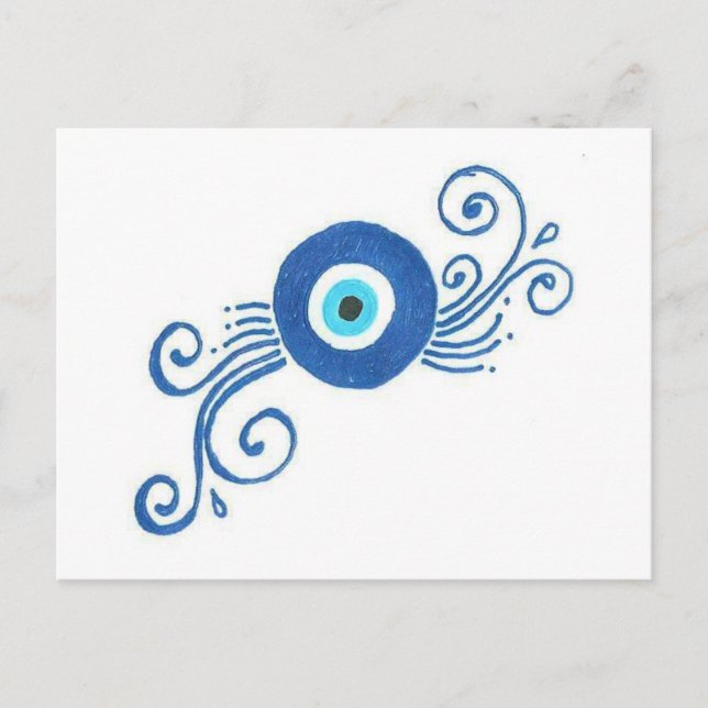 Carte Postale oeil mal bleu arrondi (Devant)