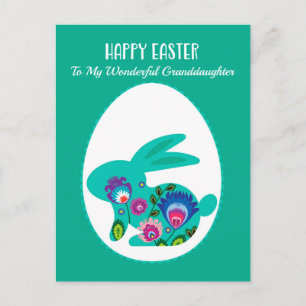 Carte Postale OEuf de Pâques avec lapin minet vert Personnalisé