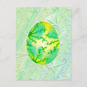Carte Postale Oeuf peint vert et jaune