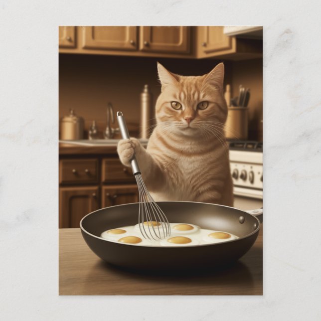 Carte Postale Oeufs De Cuisine De Chat Gingembre Adorable Pour L (Devant)