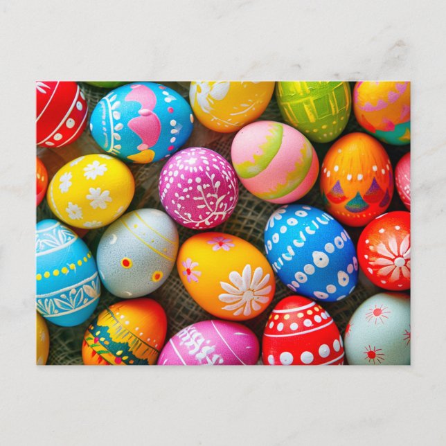 Carte Postale Œufs de Pâques colorés mignons (Devant)