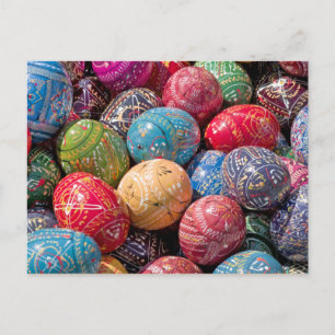 Carte Postale Oeufs de Pâques Décorés En Tchèque