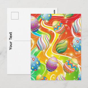 Carte Postale Œufs de Pâques Motif Festif Joyeux