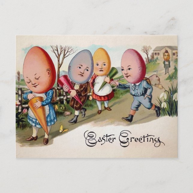 Carte Postale Œufs de Pâques vintage (Devant)