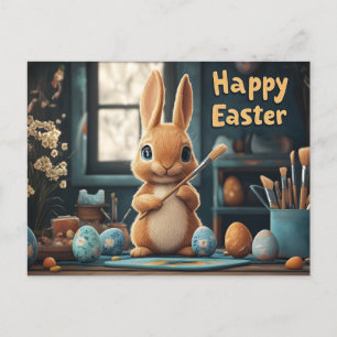 Carte Postale Oeufs de peinture de lapin de Pâques mignons : Art