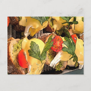 Carte Postale Œufs pochés avec avocat sur toast